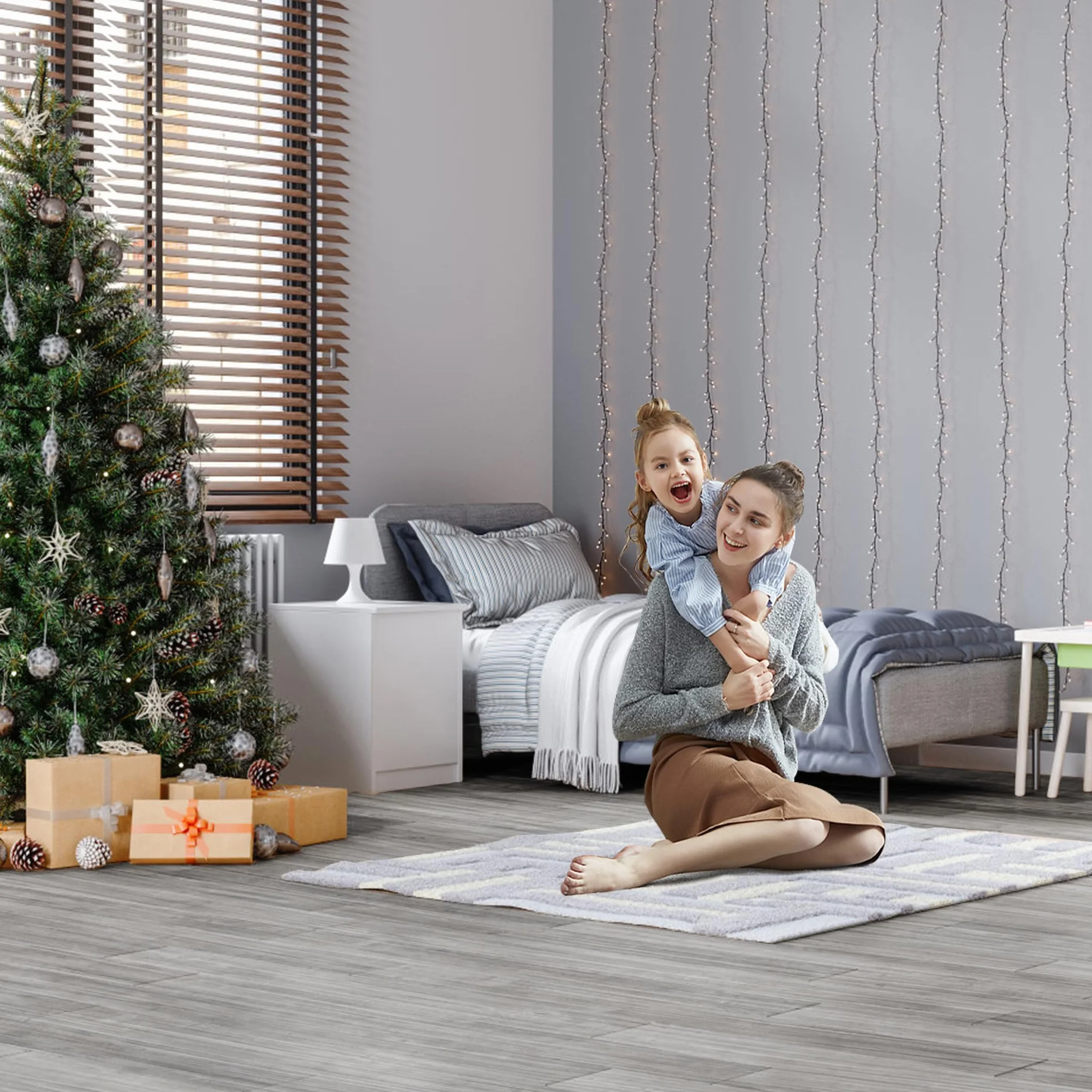 Wykładzina podłogowa PCW samoprzylepna 72 płytki winylowe 10,04 m² wodoodporna dąb szary