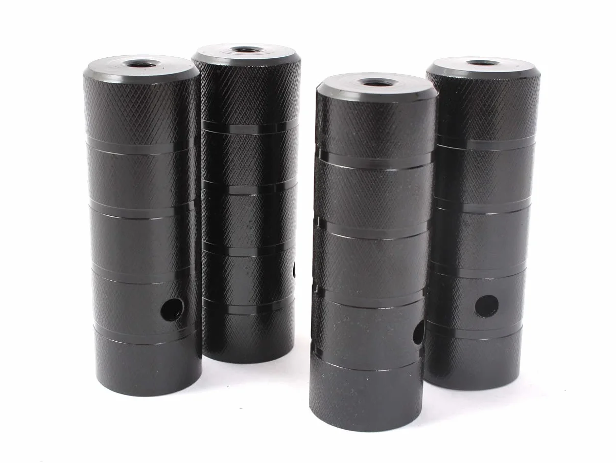 KHEbikes BMX Axle Pegs podnóżki 2 x 10 mm 3/8" cala i 2 x 14 mm gwint czarny, 4 sztuki