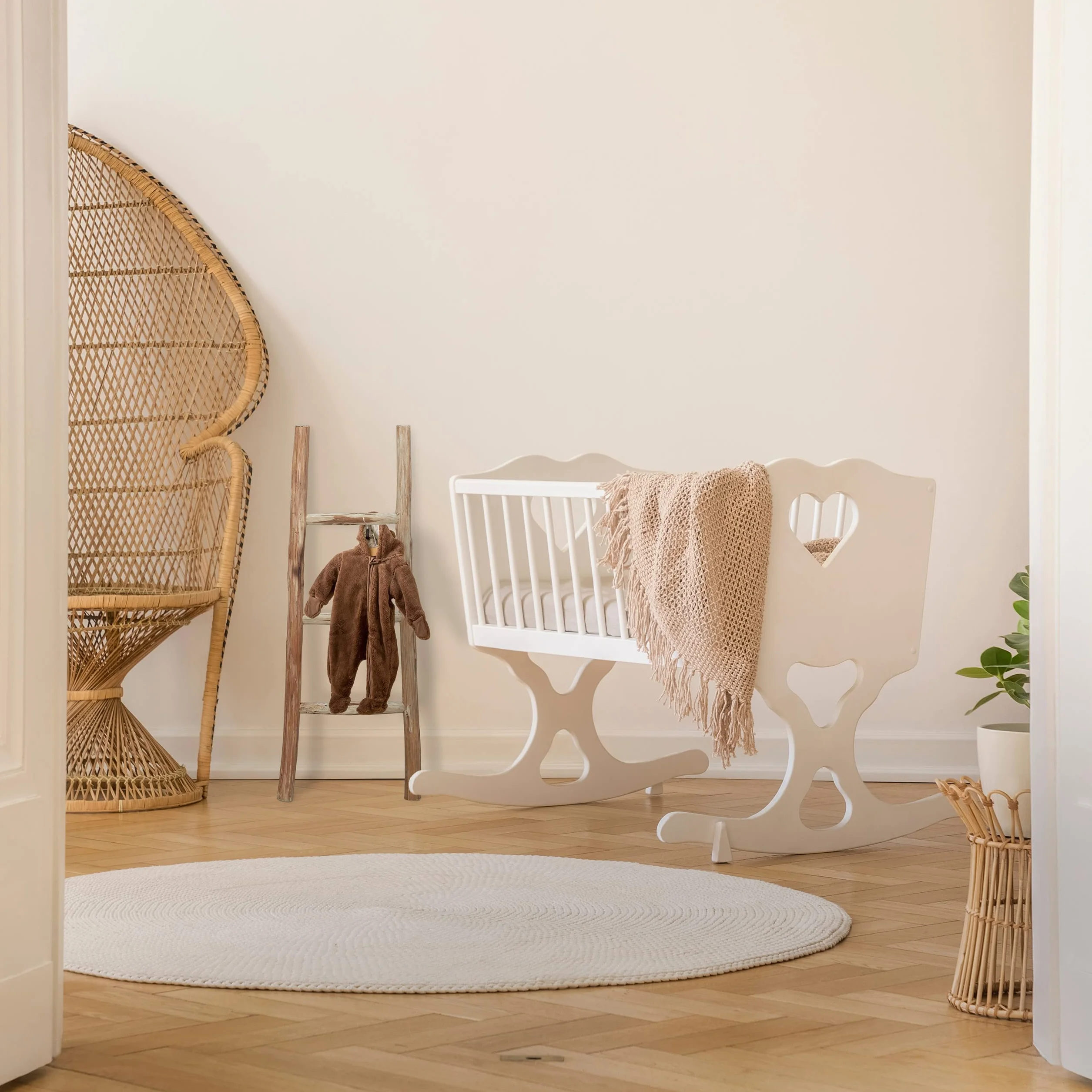 Relaxdays Drabina dekoracyjna drewniana 90 cm 3 szczeble kasztan naturalna