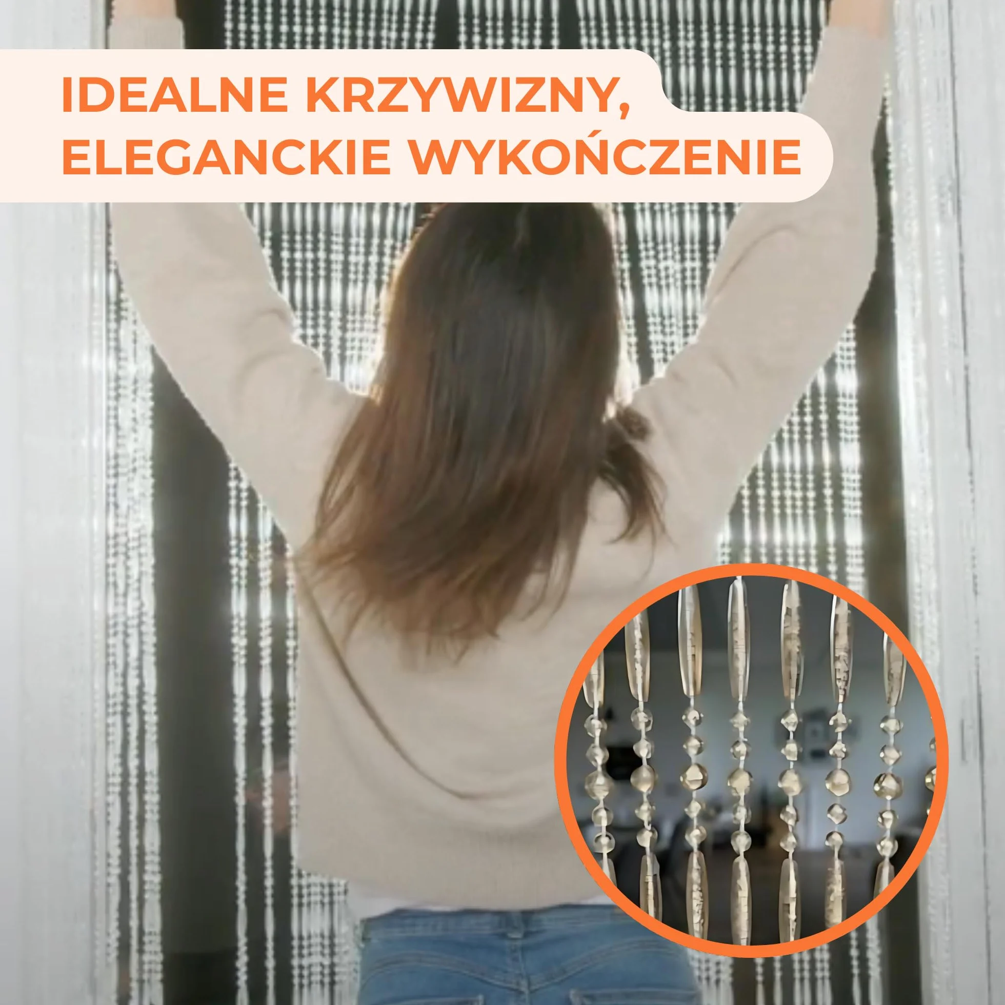 Trente zasłona z koralików, różne rozmiary i kolory, siatka przeciw owadom na drzwi balkonowe, zasłona koralikowa przeciw owadom, moskitiera szampańska 90 × 200 cm