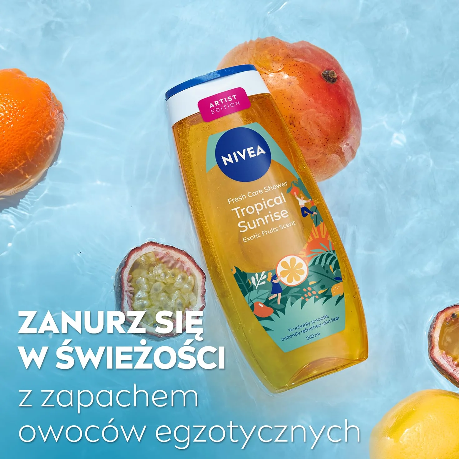 NIVEA Tropical Sunrise Odświeżający żel pod prysznic z witaminą C i E - egzotyczne owoce, 250 ml