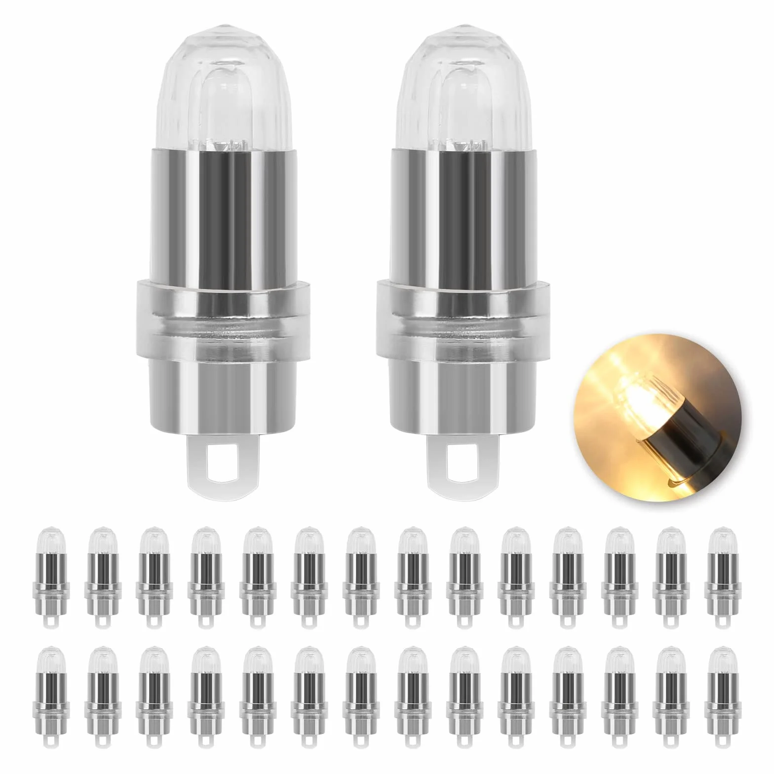 30 sztuk mini balonów LED, ciepła biel, do papierowych latarni, balonów, zasilanie bateryjne