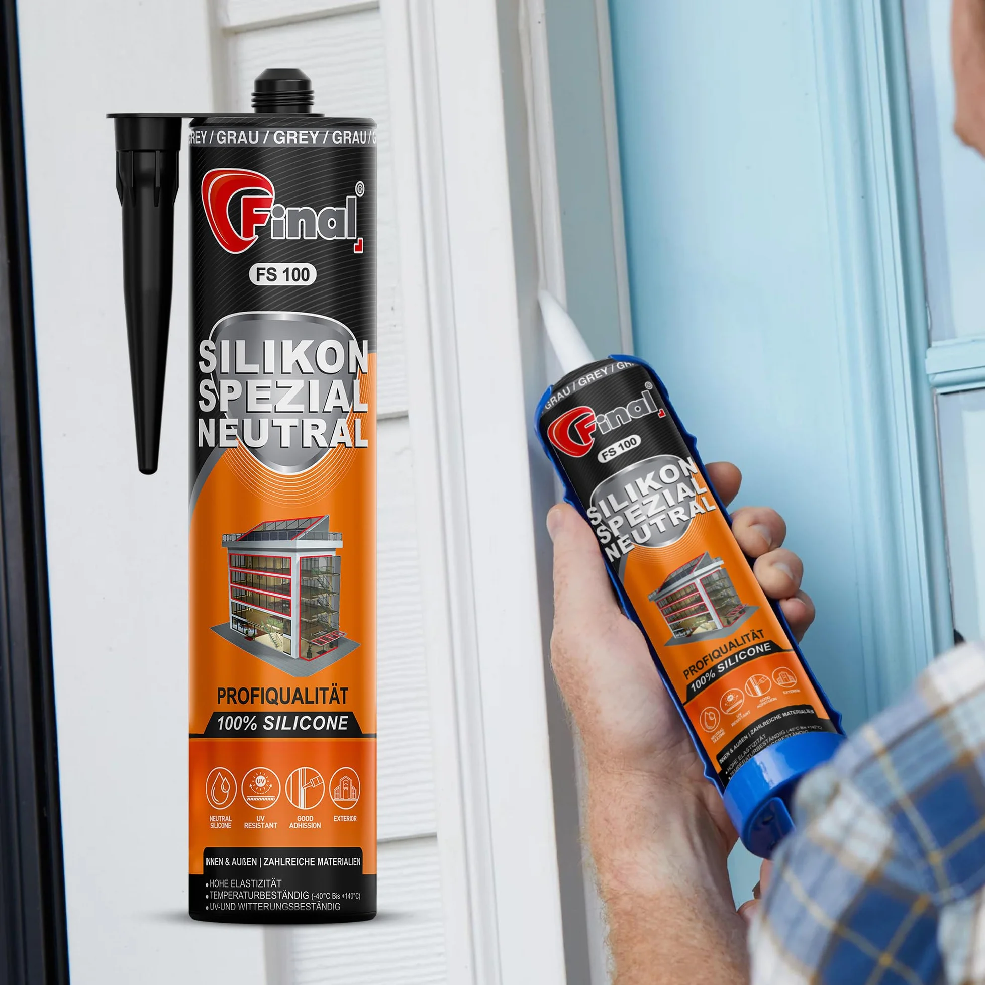 Silikonowy szary 300 ml mocno przylegający do wewnątrz i na zewnątrz