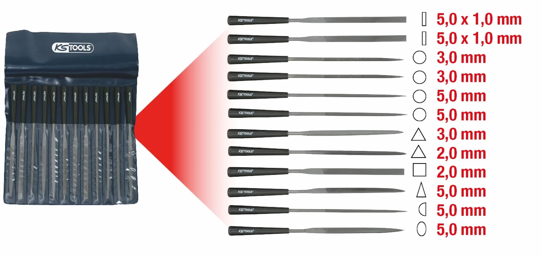 KS Tools Zestaw pilników igielkowych 12 szt w etui plastikowym