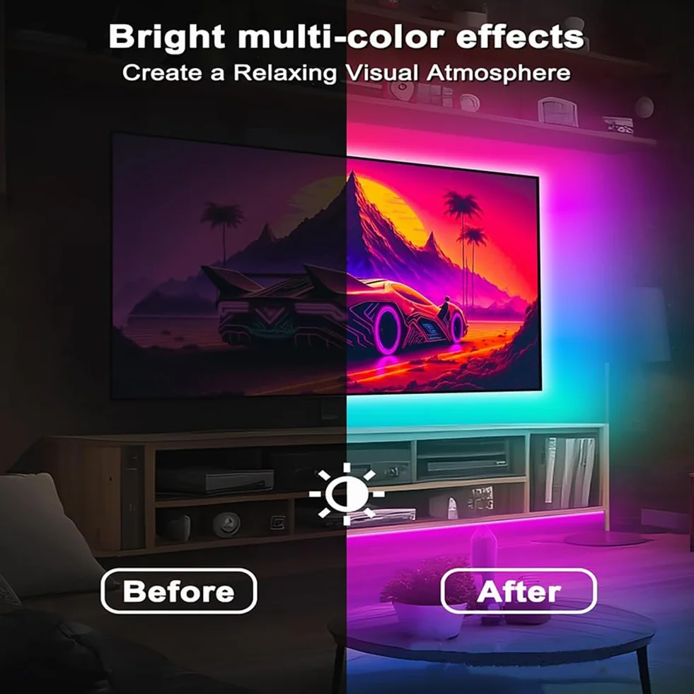 Taśma LED Bluetooth do telewizora 40-60 cali, podświetlenie LED 2M z synchronizacją muzyki, aplikacją i pilotem