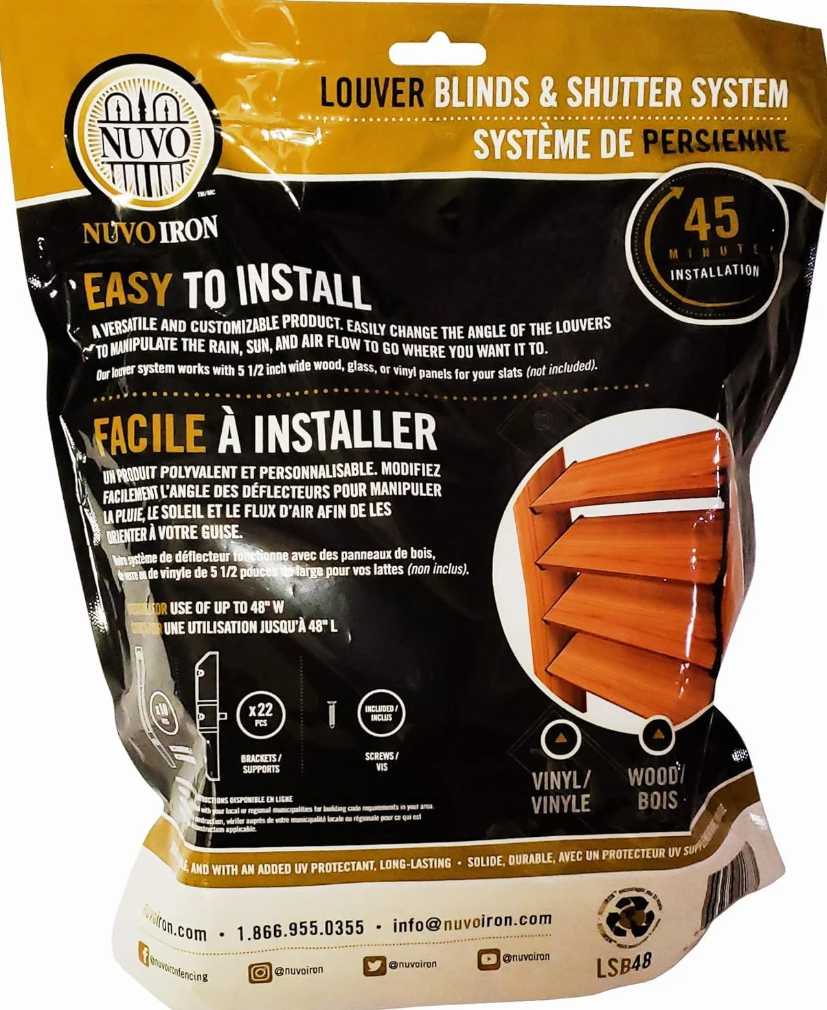 Nuvo Iron Żaluzje zestaw sprzętu LSB48 do 122 cm W