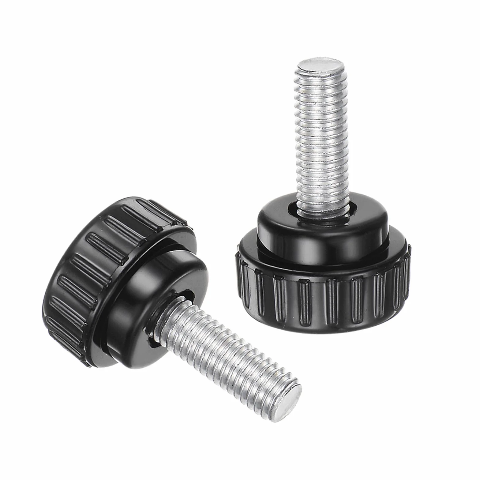 QUARKZMAN M8 x 20 mm Gwinty radełkowane Śruba kciukowa 30 mm Okrągła plastikowa głowica czarny 4 szt