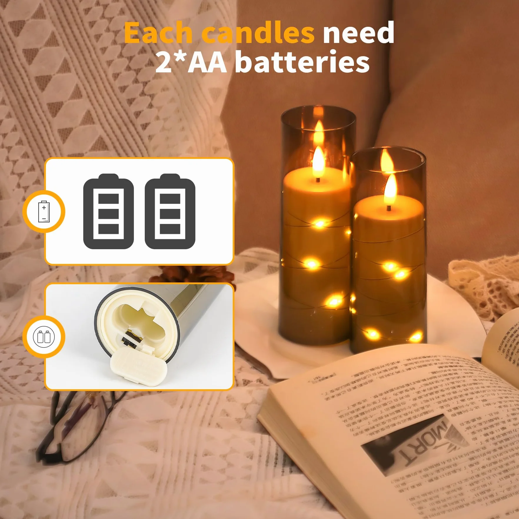 Forever Speed Łańcuch świetlny LED, 5 sztuk, z pilotem zdalnego sterowania i timerem, świece zasilane bateriami, możliwość ściemniania, wbudowany łańcuch świetlny, bezpłomieniowe świece do dekoracji