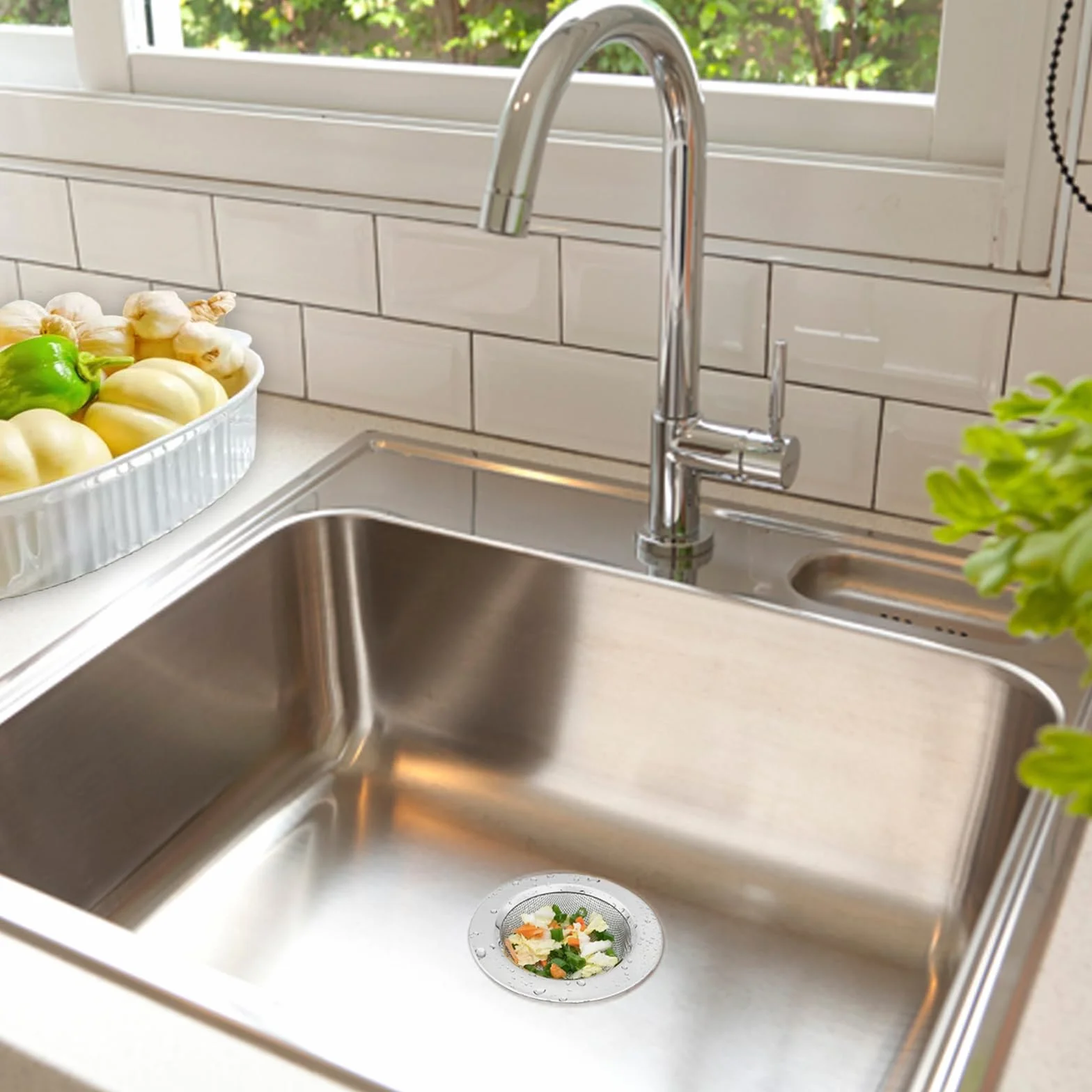 Stainless Steel Bathroom Shower Hair Filter Drain Cover Sink Plug Strainer Pack of 2