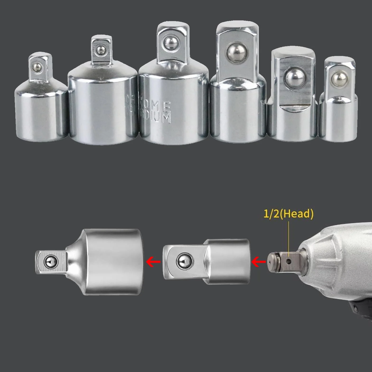 Adapter przyłączeniowy 6 sztuk 1/4 do 3/8 3/8 do 1/4 1/2 do 1/4 do nakrętek zatrzasków gniazd