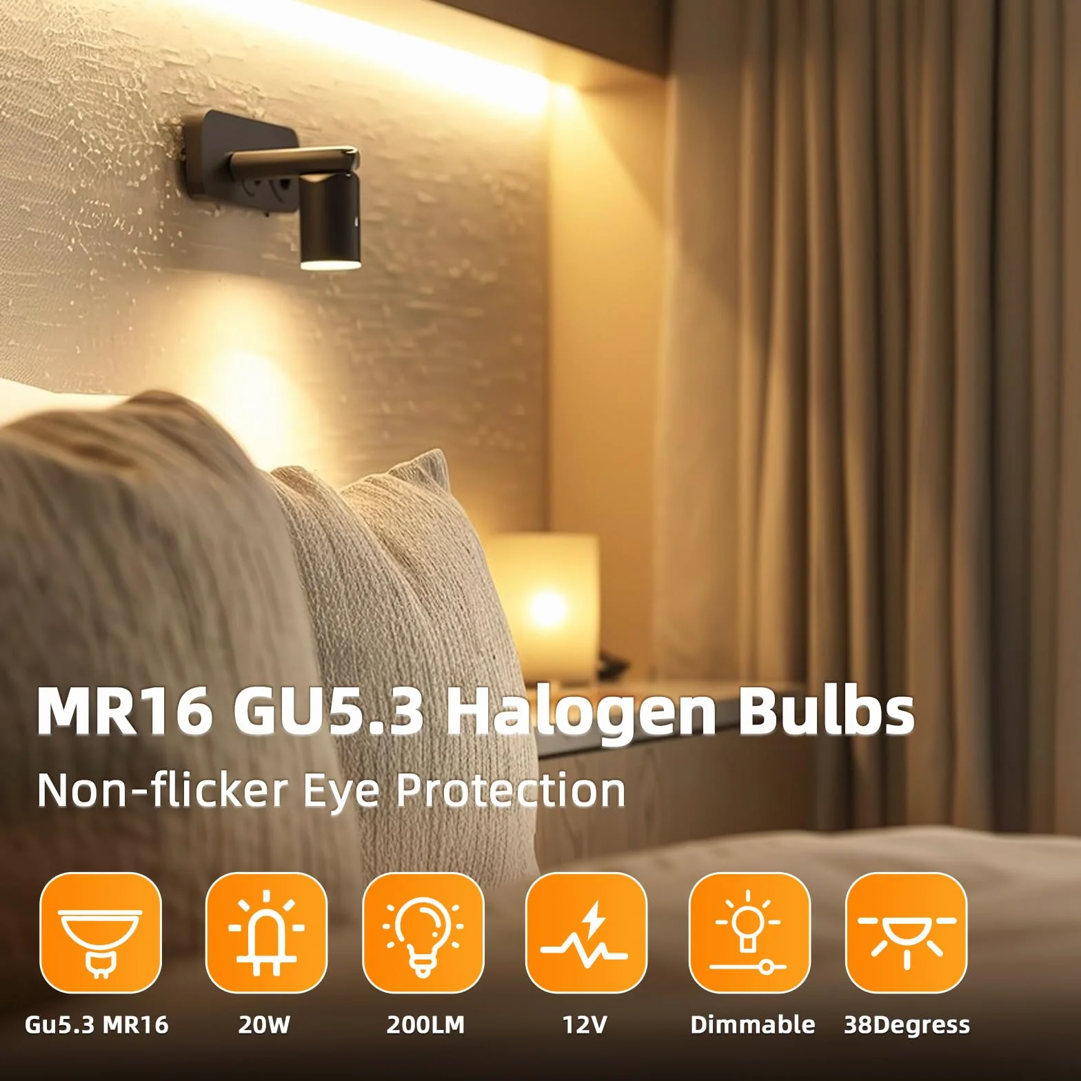 Reflektor halogenowy MR16 12V 20W GU5.3 ściemnialny ciepła biel 2700K 6 sztuk
