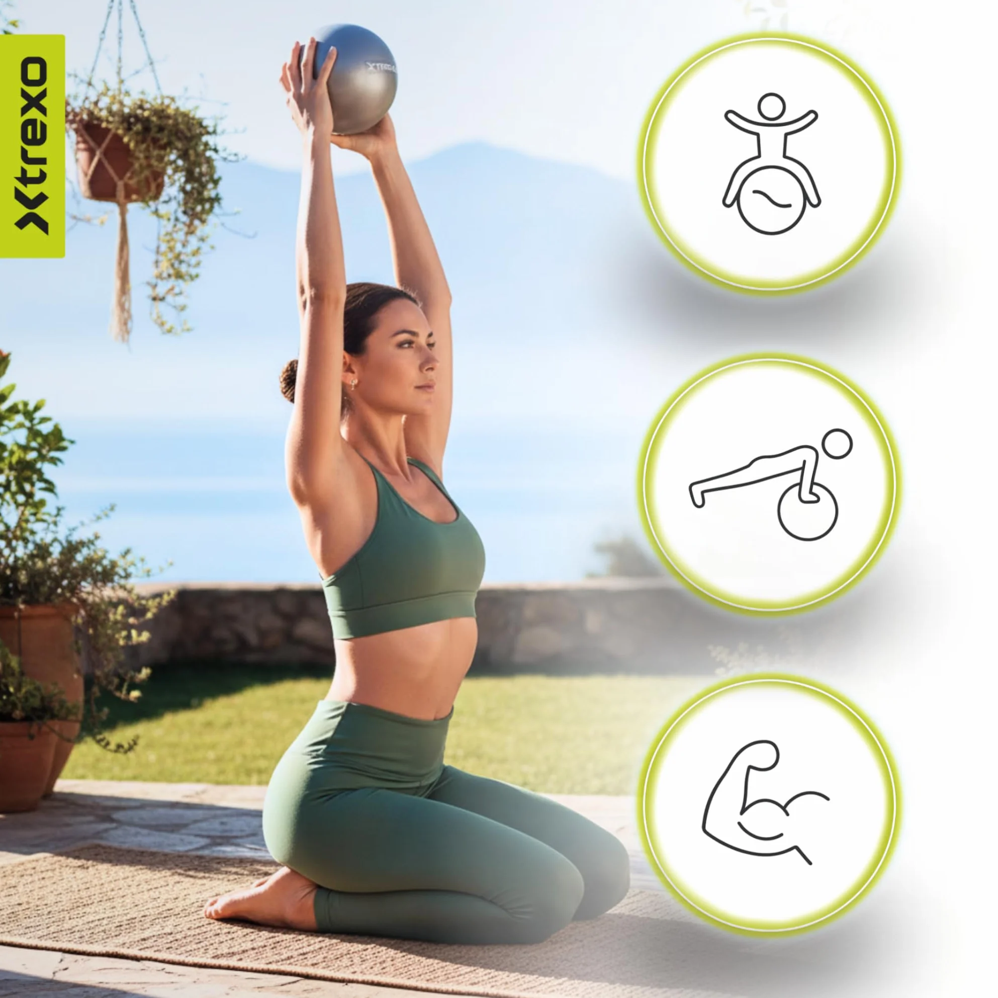 TREXO Mini piłka gimnastyczna o średnicy 20 cm, wyprodukowana z PCW, trwała i odporna na zużycie piłka treningowa, lekka i łatwa do przenoszenia, idealna do fitnessu