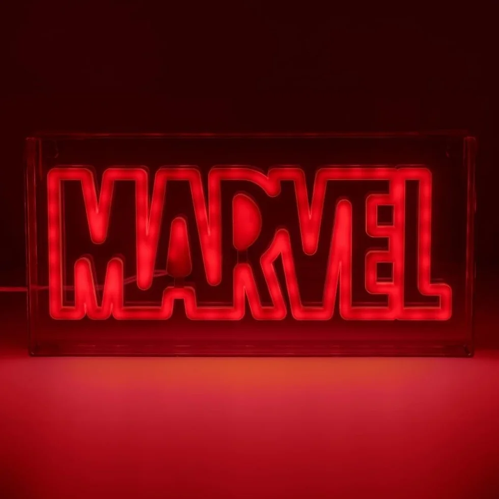 Neon LED Marvela, oficjalnie licencjonowany, wolnostojący lub montowany na ścianie, akcesoria do pokoju gier i pamiątki filmowe, dekoracja | Paladone