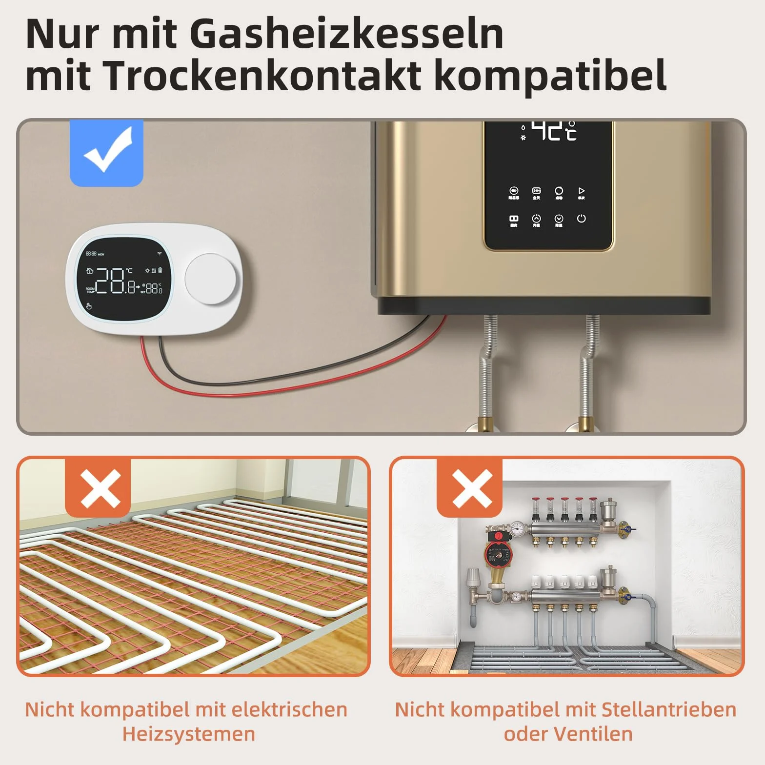 AVATTO Inteligentny termostat WiFi do kotła wodnego i gazowego, programowalny, kompatybilny z Alexa i Google Assistant