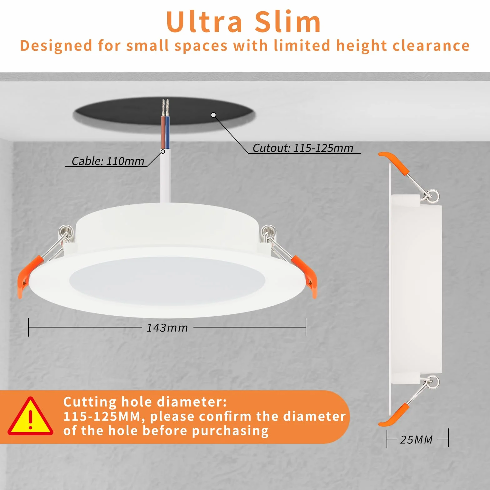 Tomosu LED reflektor do zabudowy 230V 10W 1000LM IP44 4000K Ø115-125mm płaski