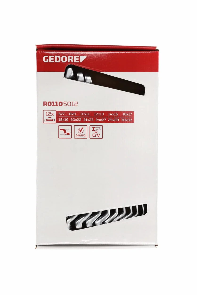 GEDORE red zestaw kluczy podwójnych oczkowych 12-częściowy SW 6-32 stal chromowo-wanadowa