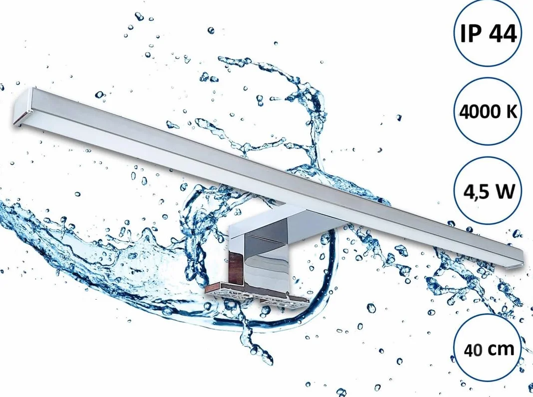 Lampa Łazienkowa LED 40 cm IP44 4000K Neutralna Biel 230V 250lm Chrom