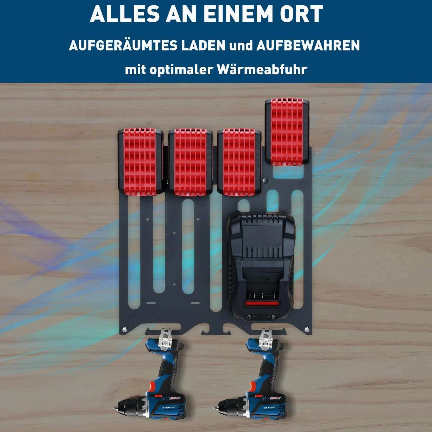 TOPOWN Uchwyt ścienny 3 w 1 do ładowarek Bosch Professional GAL 1880 CV / 18V-40 / 18V-160 C / 3680 CV i GAX 18V-30, do akumulatorów Bosch 18 V