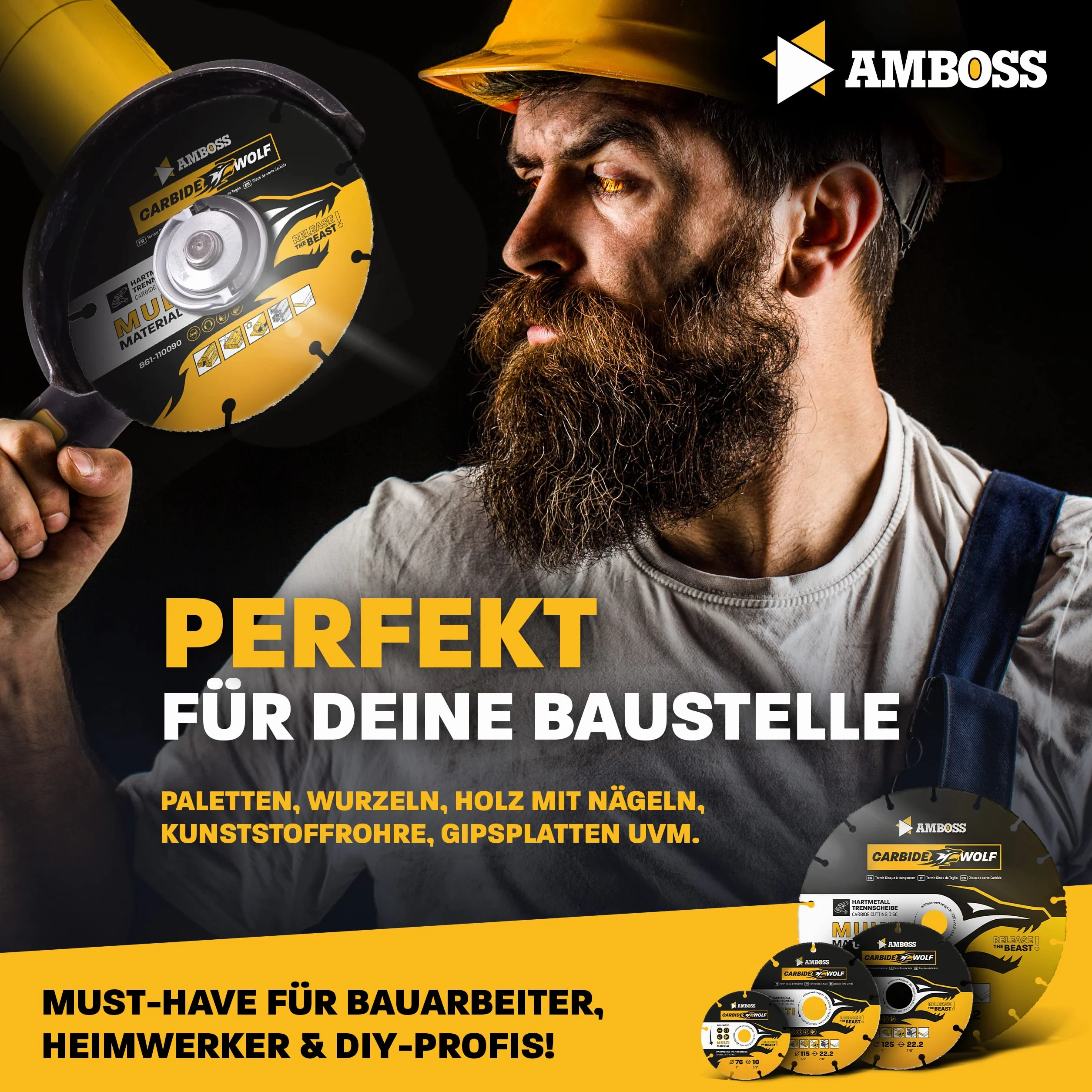 Amboss Carbide Wolf Ø 125 mm tarcza tnąca do szlifierek kątowych do drewna, tworzywa sztucznego, gipsu