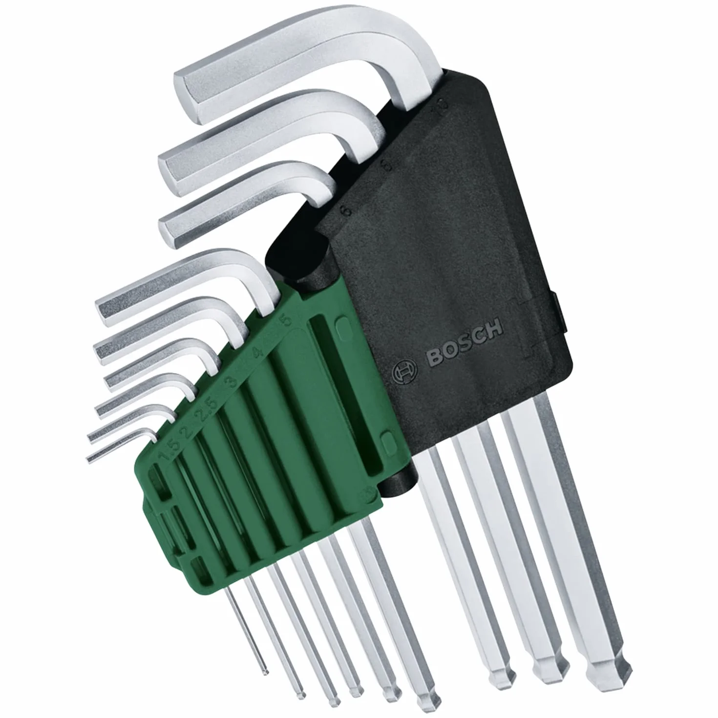Bosch zestaw kluczy sześciokątnych 9-częściowy stal S2 1,5-10 mm długie ramię kuliste główki