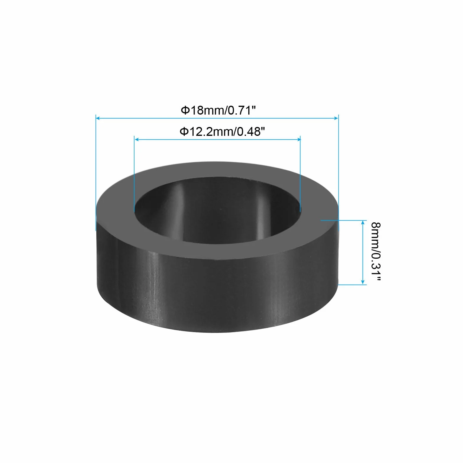 PATIKIL Okrągła podkładka dystansowa z tworzywa ABS, 30 szt. średnica wewnętrzna 12,2 mm, średnica 18 mm, długość 8 mm, bez gwintowania, przełączników i gniazd, elementy dystansowe do śrub M12