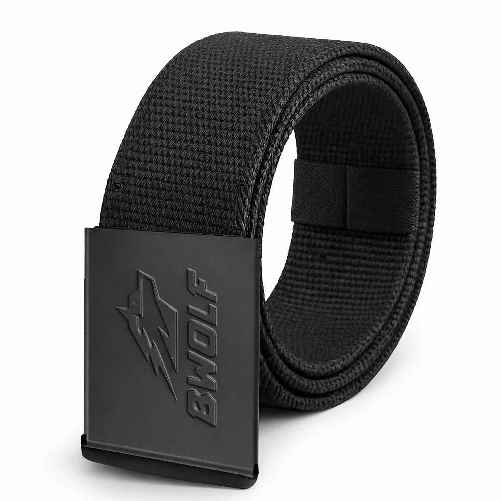 BWOLF ZANE Elastischer Arbeitsgürtel – Verstellbarer, langlebiger Gürtel für Arbeitshose und täglichen Gebrauch (Schwarz, 135 cm)