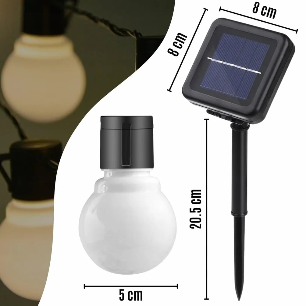 KRUMAD Girlanda Solarna 7 m 50 LED IP65 Ciepłe Światło 8 Trybów Czujnik Zmierzchu