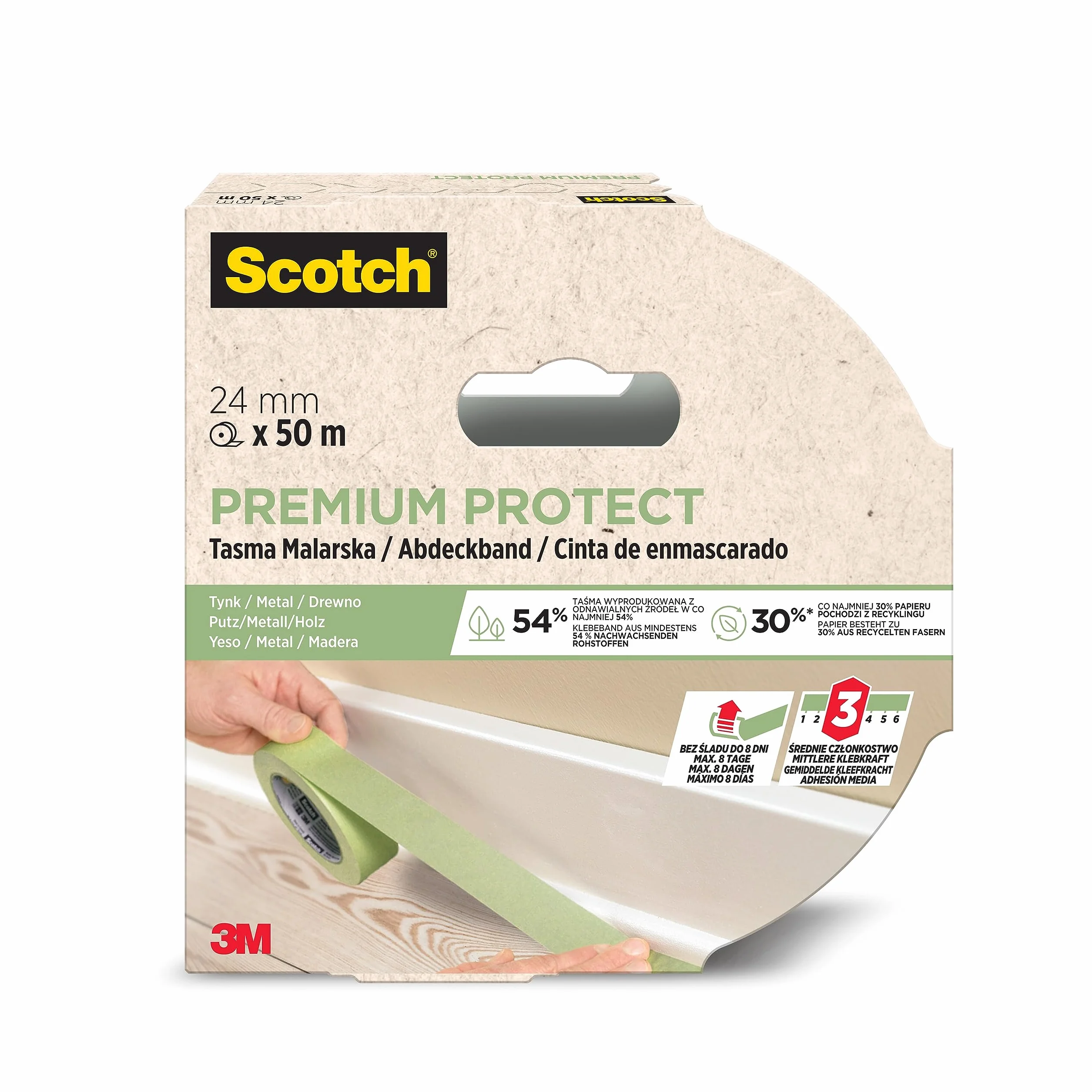 Scotch Premium Protect Taśma maskująca 24 mm x 50 m 70% PEFC