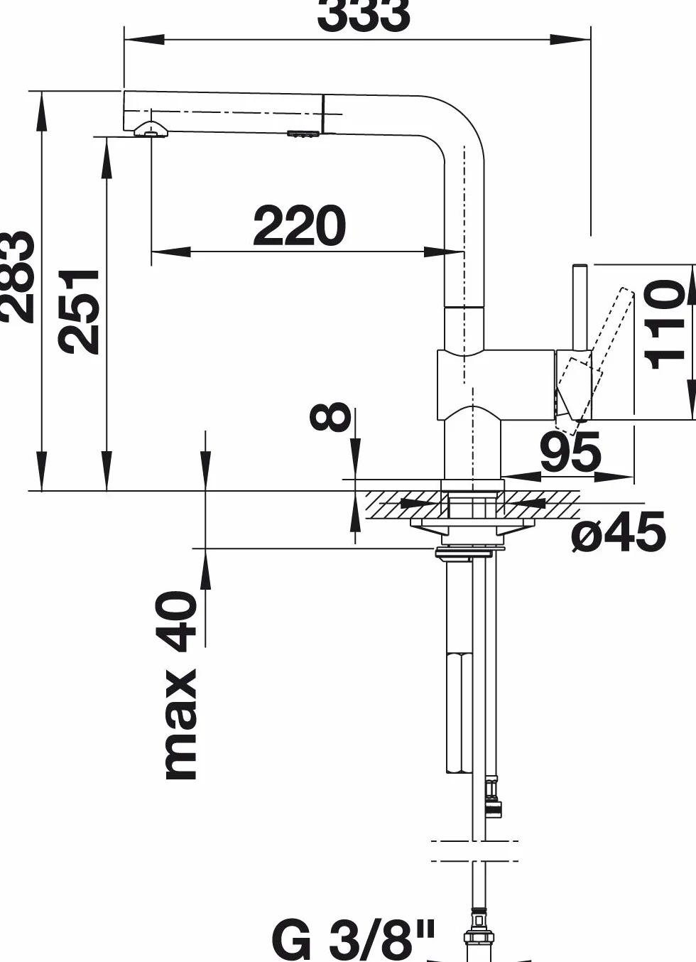 BLANCO Linus-S Vario 518406 Bateria kuchenna chrom regulowany natrysk wysokociśnieniowa
