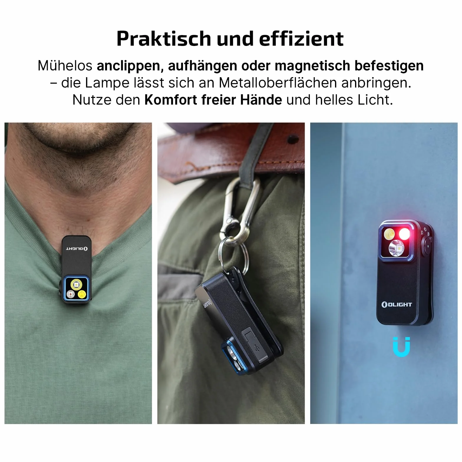 OLIGHT Oclip Pro Mini latarka LED 500 LM USB-C IPX10 z reflektorem czerwonym światłem