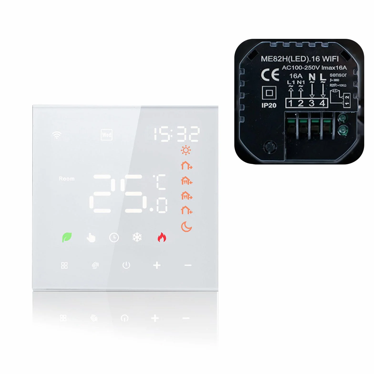 Kavolet Tuya Smart termostat Wi-Fi, 16 A, cyfrowy programowalny wyświetlacz LCD, ekran dotykowy regulator temperatury