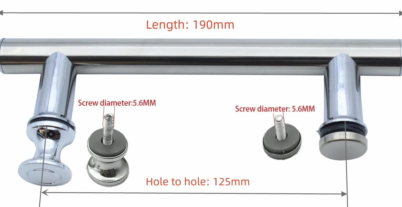 Stal nierdzewna okrągła klamka do drzwi prysznicowych 125 mm 2-pak