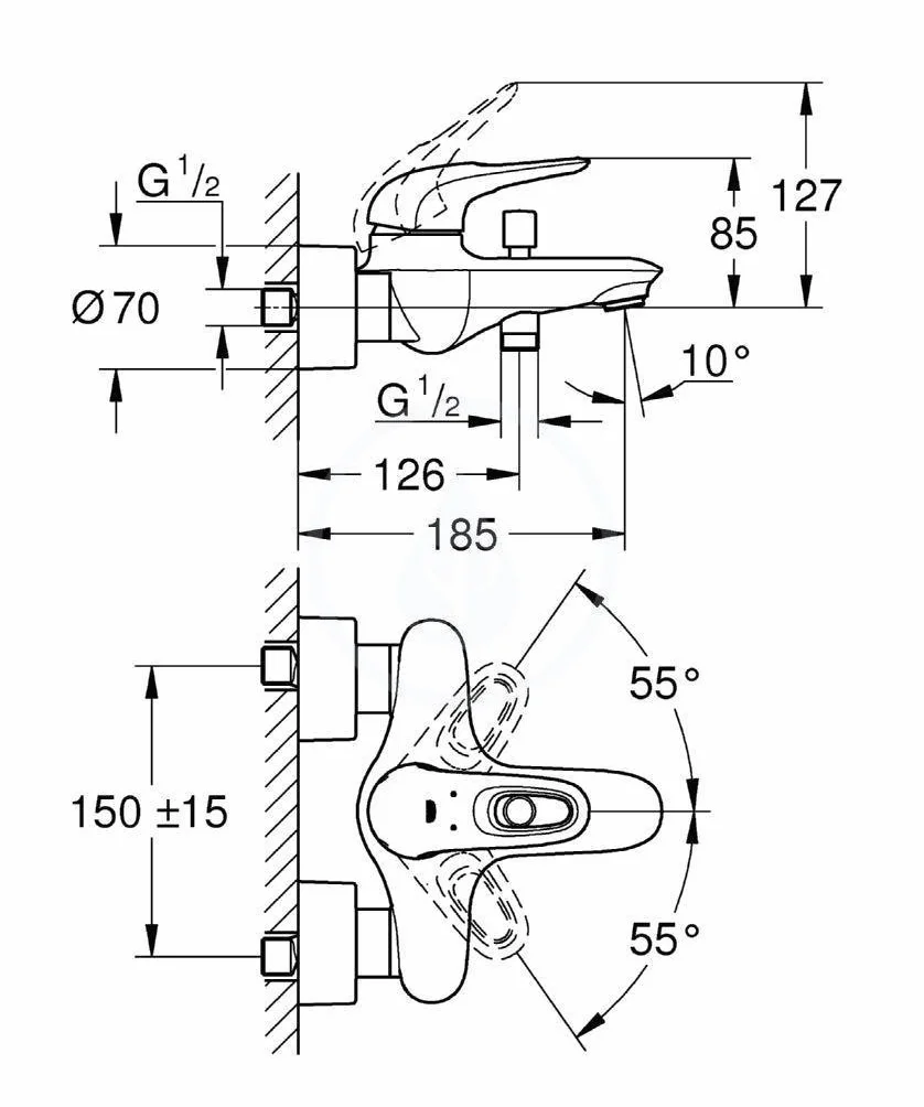 Grohe Eurostyle Jednouchwytowa bateria wannowa