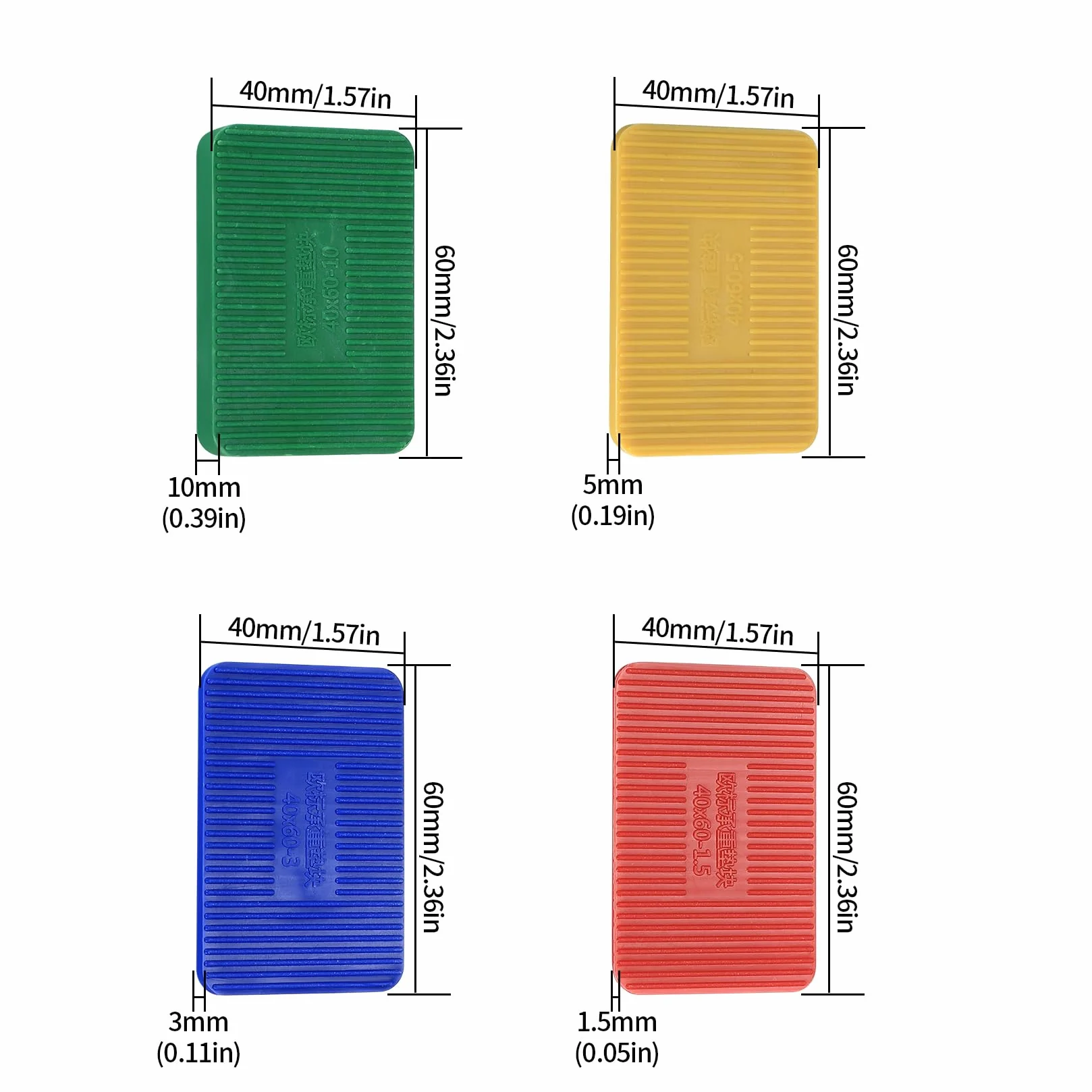 Podkładki dystansowe z tworzywa sztucznego 60 x 40 mm 1,5 mm/3 mm/5 mm/10 mm 40 sztuk