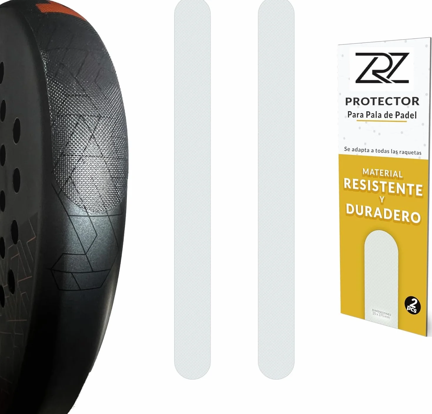 ZRZ Przezroczysty ochraniacz na rakietę padel - 1/2/3/5 - szorstki i lekki ochraniacz na głowę rakiety - akcesoria Padel trwałe i łatwe do wymiany - wymiary 35 x 370 mm.