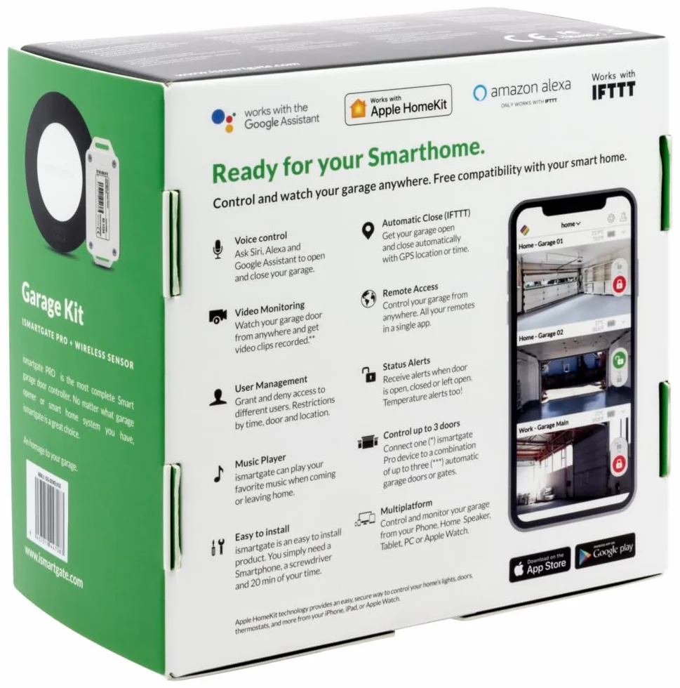 ismartgate PRO Wi-Fi zdalne sterowanie monitorowanie garażu Apple HomeKit Google Assistant Amazon Echo iFTTT