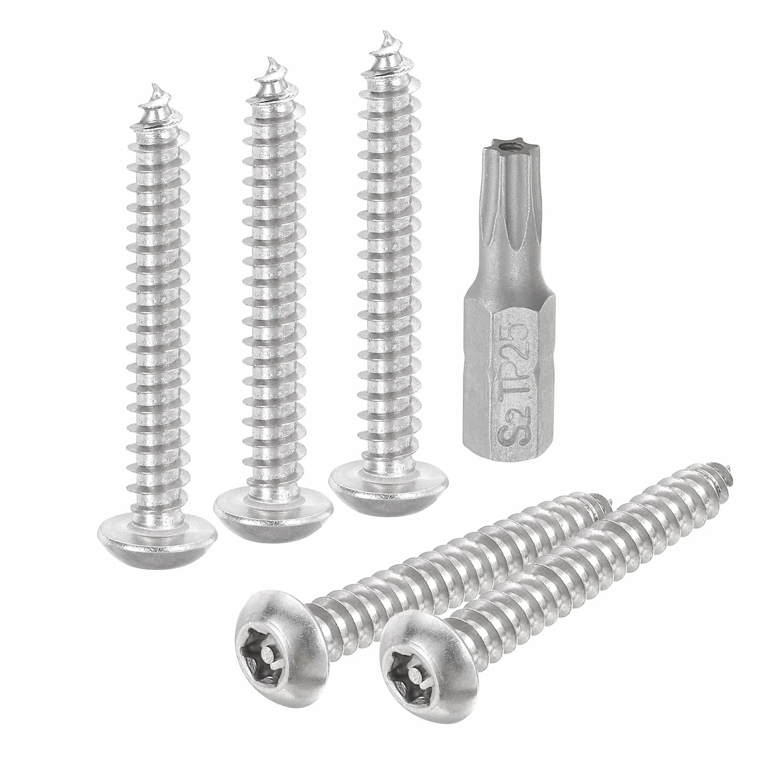 Śruby do blachy Torx M5 x 40 mm ze stali nierdzewnej 304, antykradzieżowe, 10 szt. T25