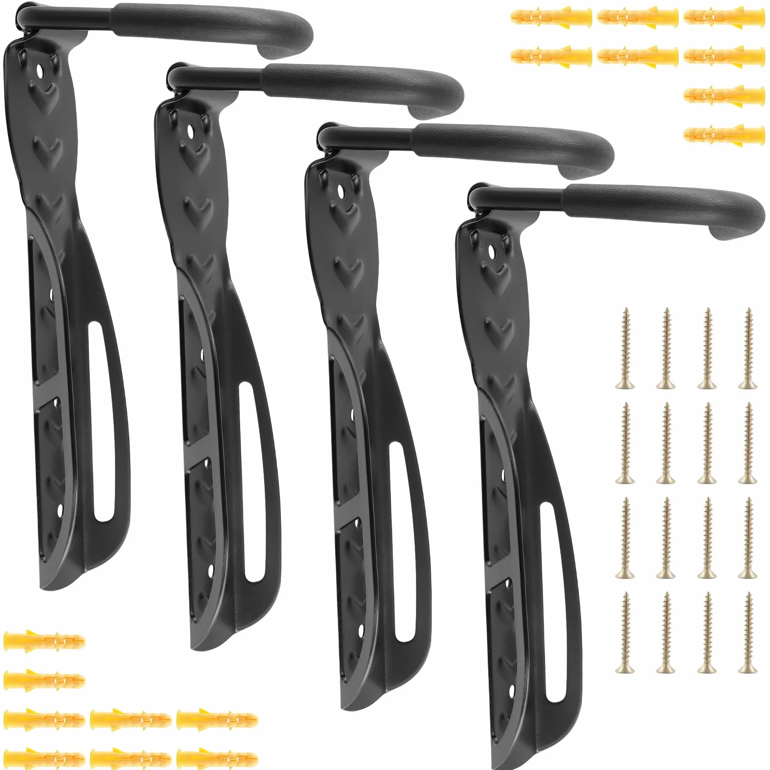Uchwyt na rower ścienny 4 sztuki 26 x 9,5 cm Czarny