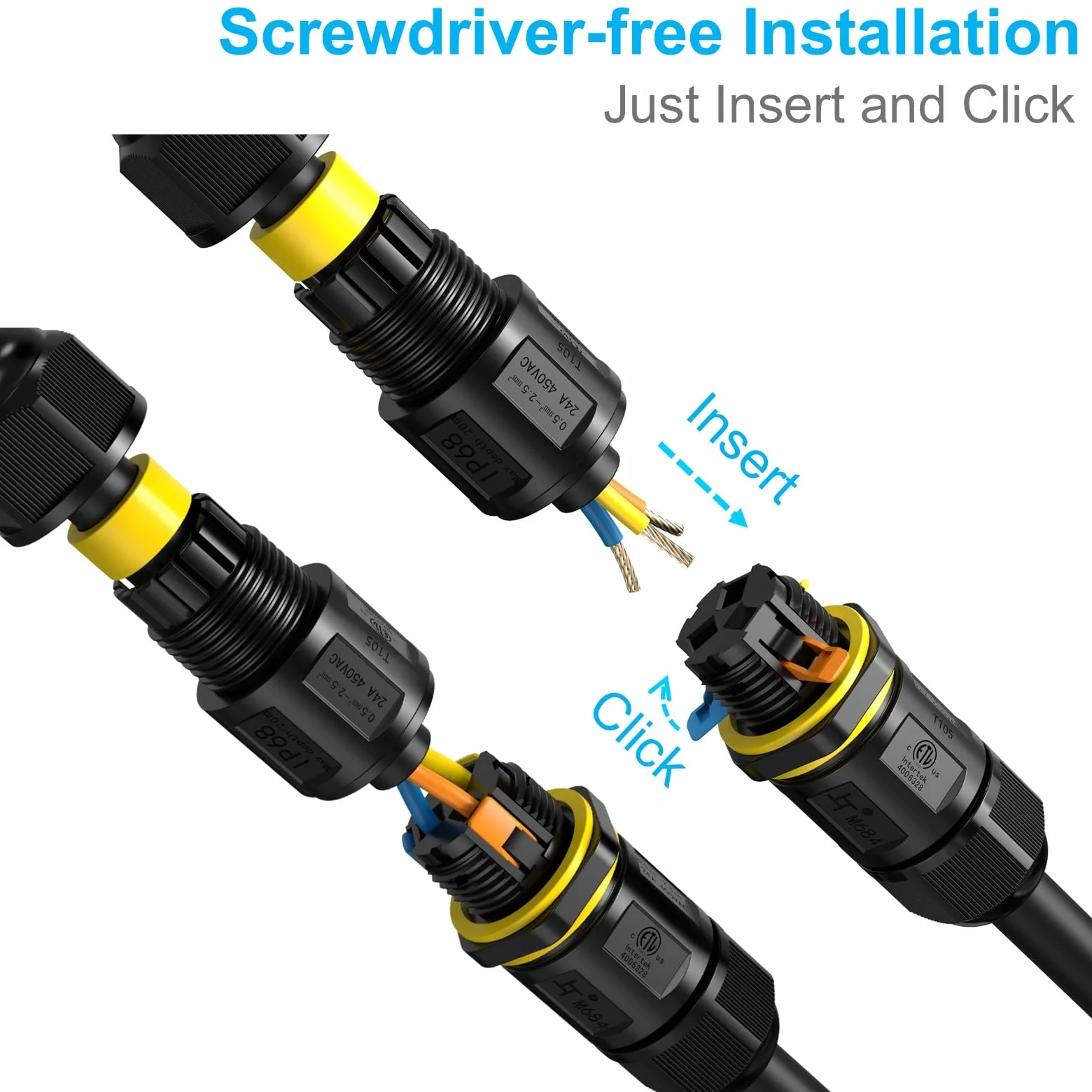 Złącze kablowe IP68 3-biegunowe wodoszczelne do kabli Ø 4-11 mm