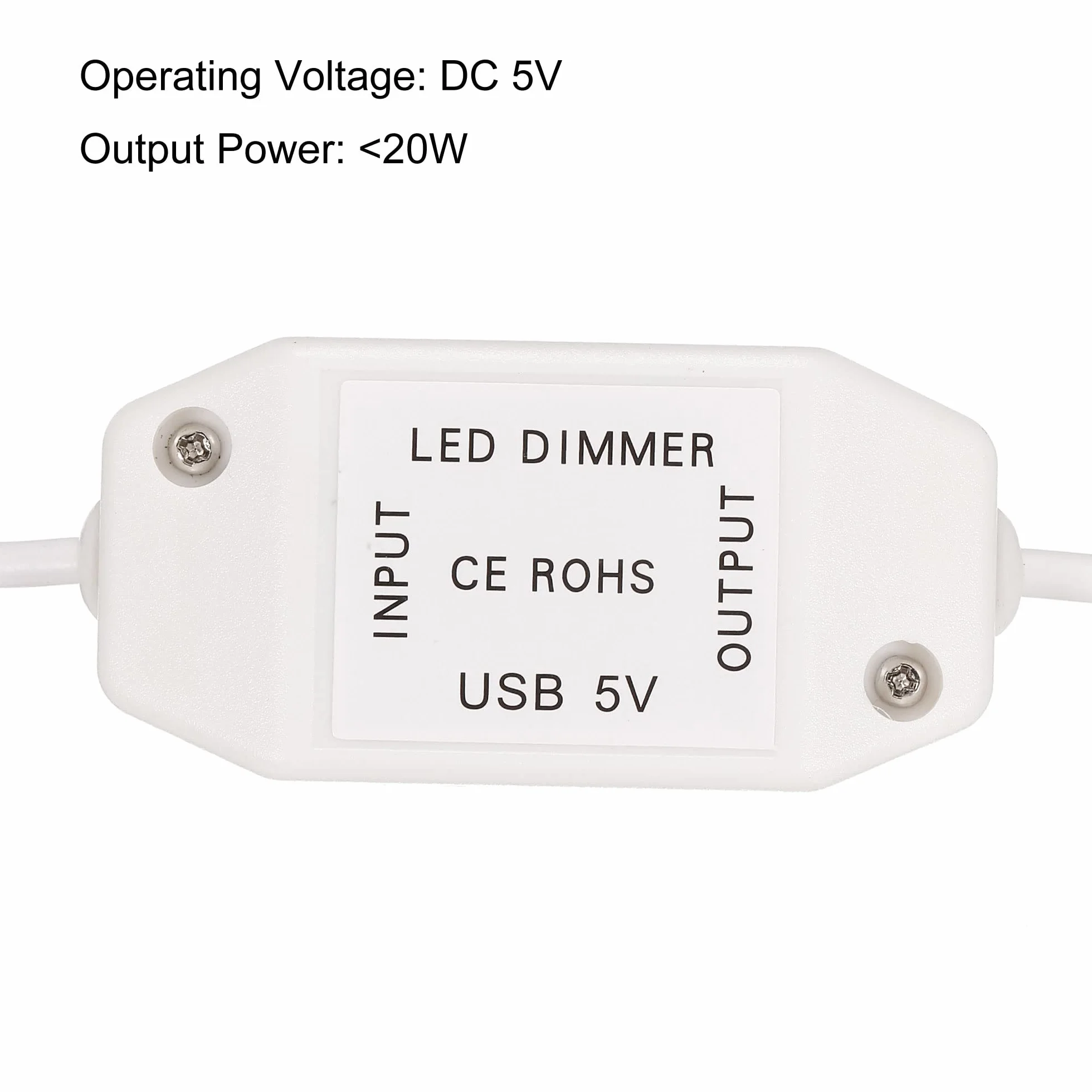 sourcing map Taśma LED ściemniacz przełącznik 5V DC gniazdo USB przedłużacz z przełącznikiem obrotowym kontroler biały