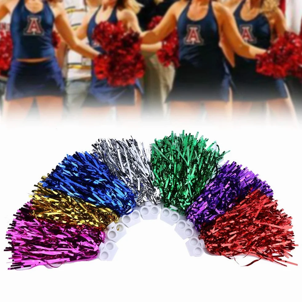 6szt Pompony do cheerleaderek, pompony sportowe Pompony do cheerleaderek Folia metalowa Pompony do cheerleaderek na przebranie na przyjęcie Kostium Taniec Sport Spotkanie (złoty)