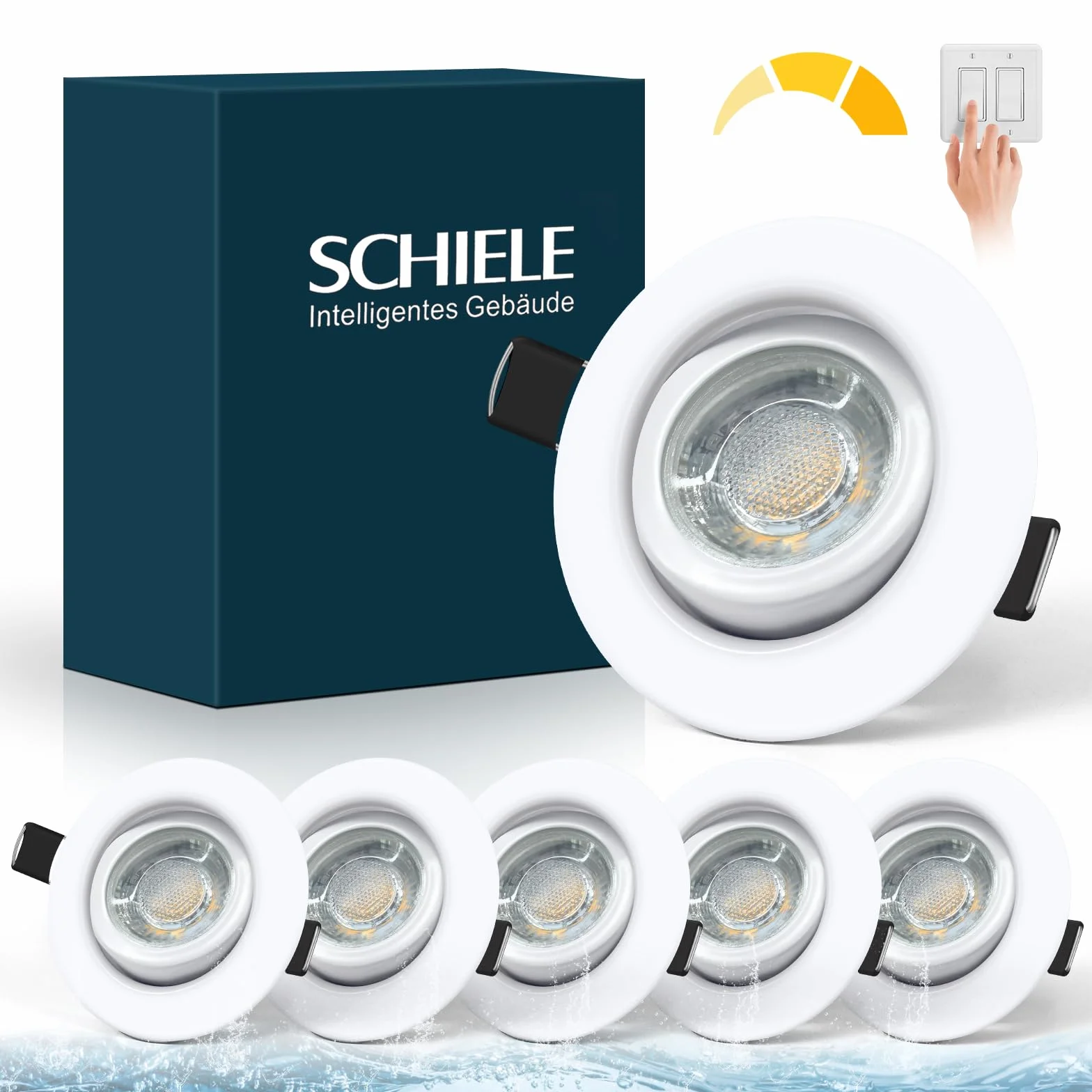 Schiele LED reflektor do zabudowy 6x7W 230V 700lm IP44 biały ściemnialny 68-78mm