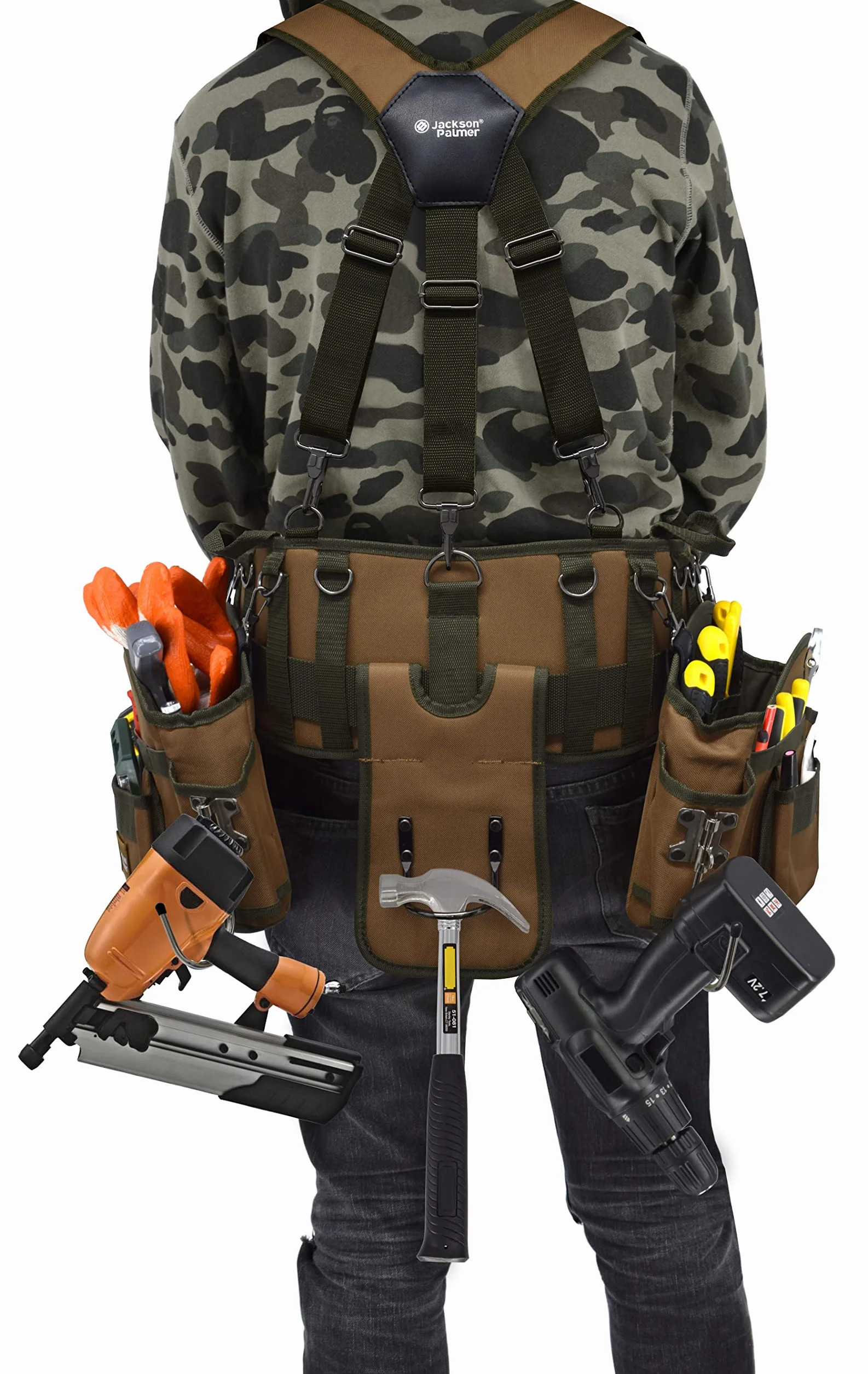 JACKSON PALMER Professional Tool Belt Tan & Green Comfort Rig