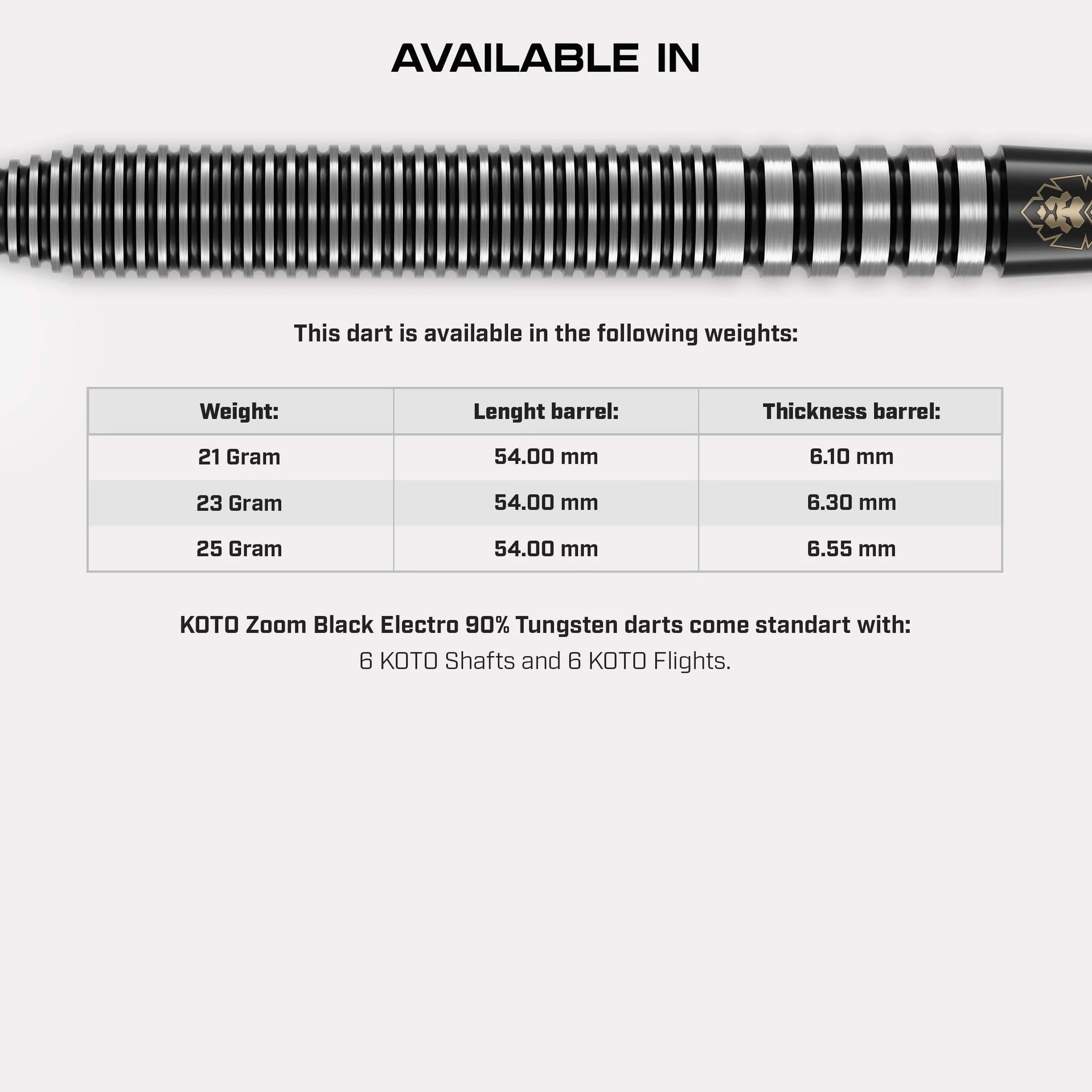 Lotki KOTO Zoom Black Electro 90% Tungsten Darts
