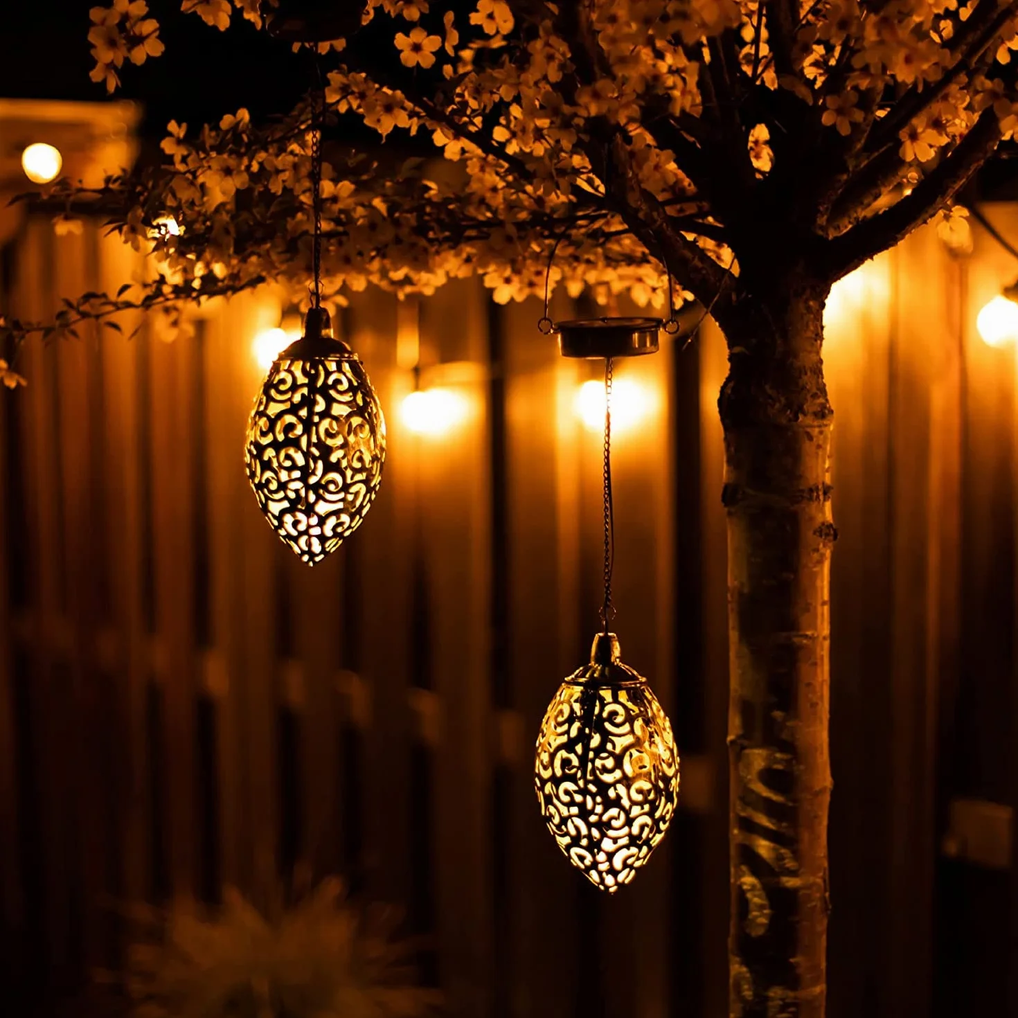 Gadgy latarnia ogrodowa orientalna | zestaw 2 lamp wiszących | solarna lampa ogrodowa metalowa zewnętrzna | IP44 wodoodporna | 20 x 10 cm.