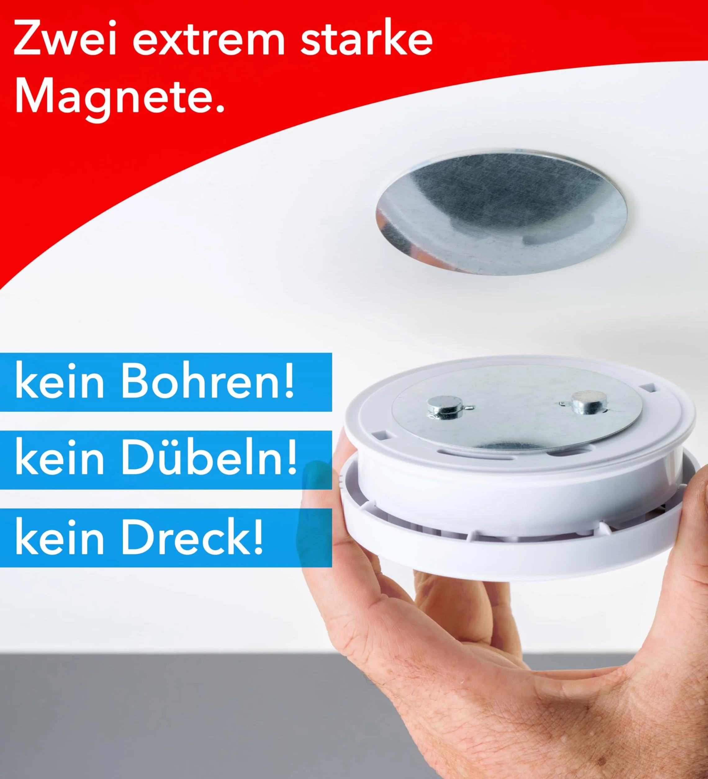 Magnetyczne mocowanie czujników dymu 6 x uchwyt 70 mm samoprzylepny