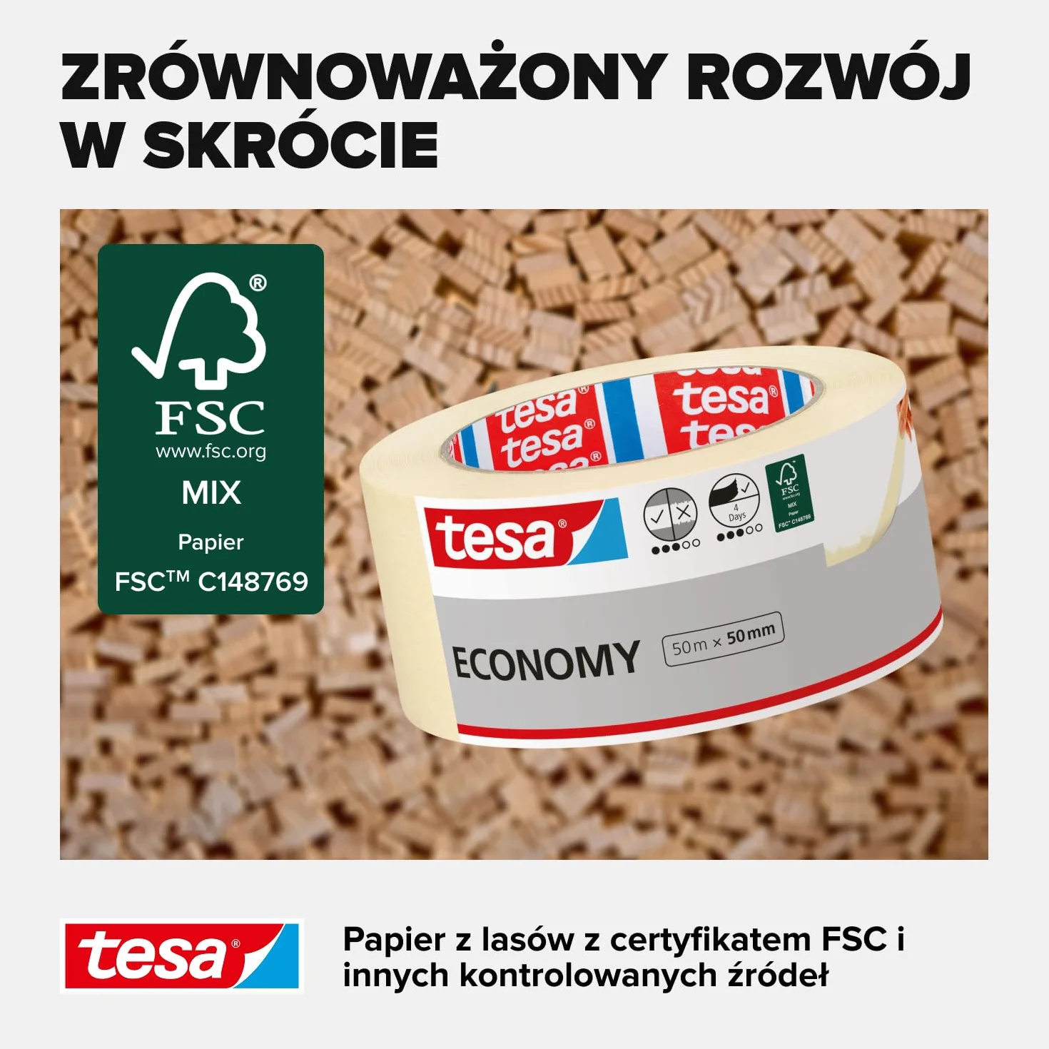 tesa taśma malarska uniwersalna 50m x 50mm do maskowania bez rozpuszczalników