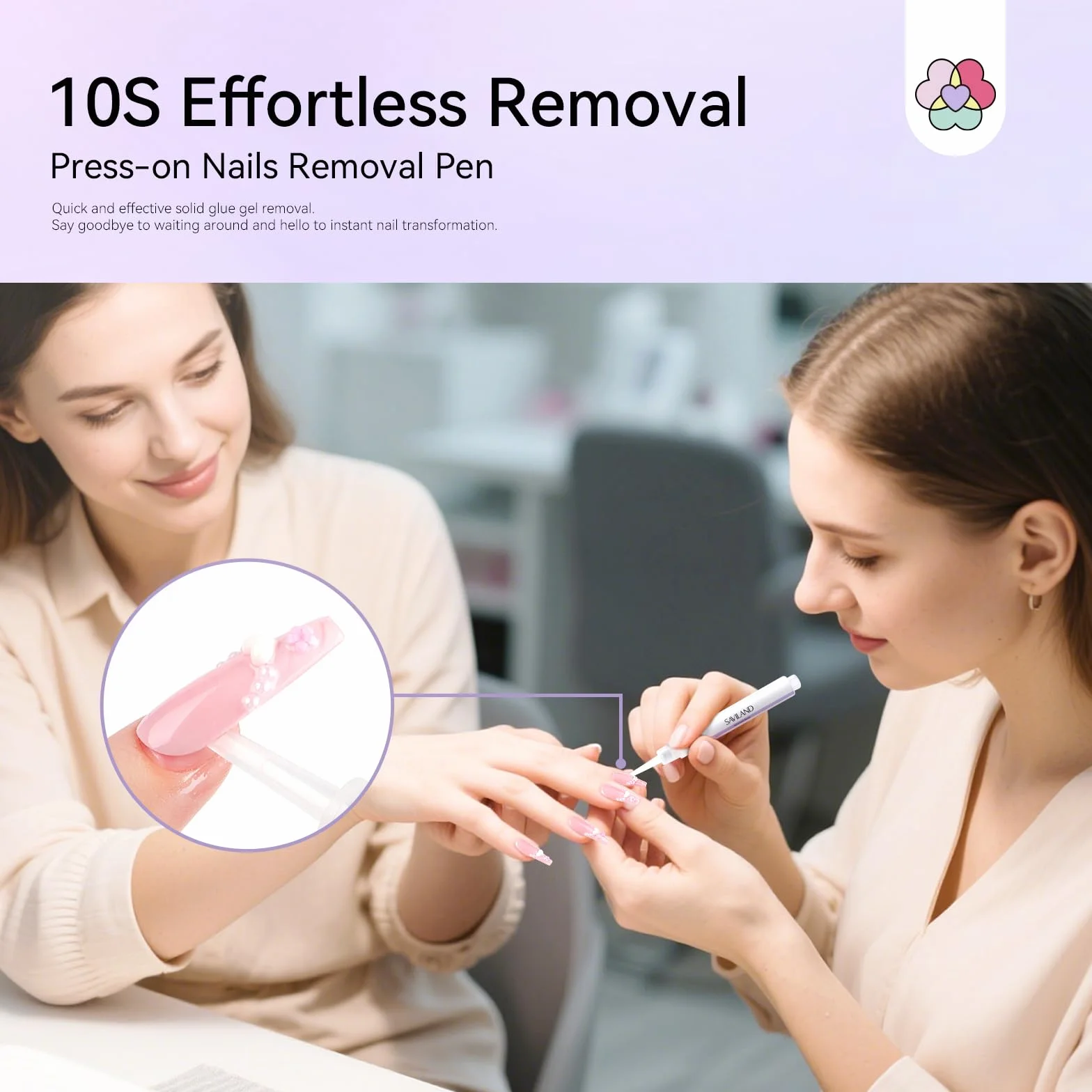 SAVILAND Advanced Press On Nail Polish Remover Pen: 10-sekundowy, bezproblemowy zmywacz do kleju do paznokci, 2 sztuki Click & Remove Nail Glue Remover do paznokci Press On