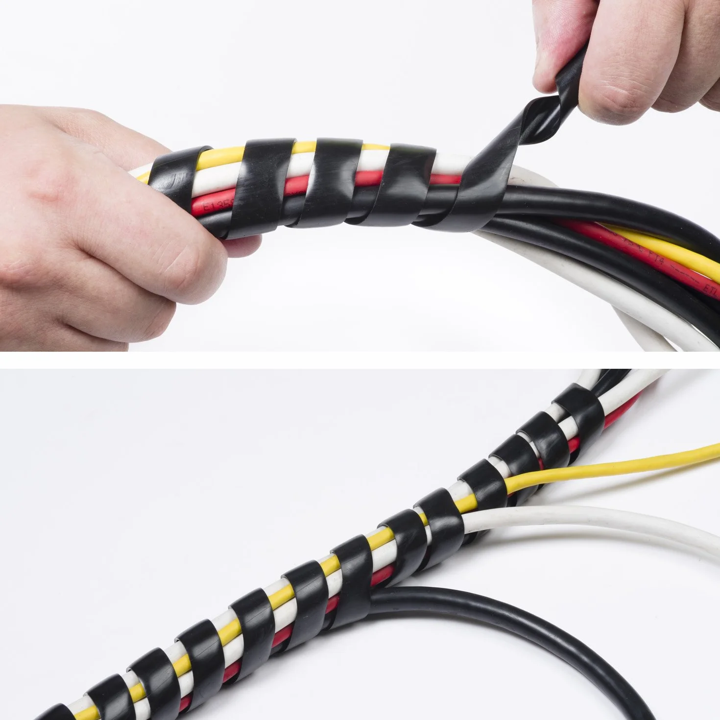 D-Line Oplot spiralny na kable, peszel do zarządzania kablami, do ręcznego owijania kabli o średnicy 10-40 mm, 2,5 m długości, czarny