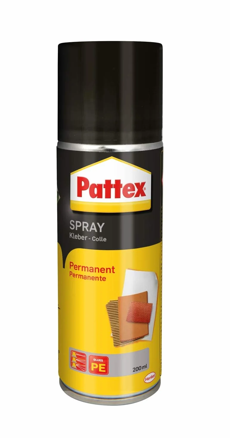 Pattex Sprühkleber Power Spray Permanent, permanenter Kontaktkleber auf Lösemittelbasis, 1x200ml Dose